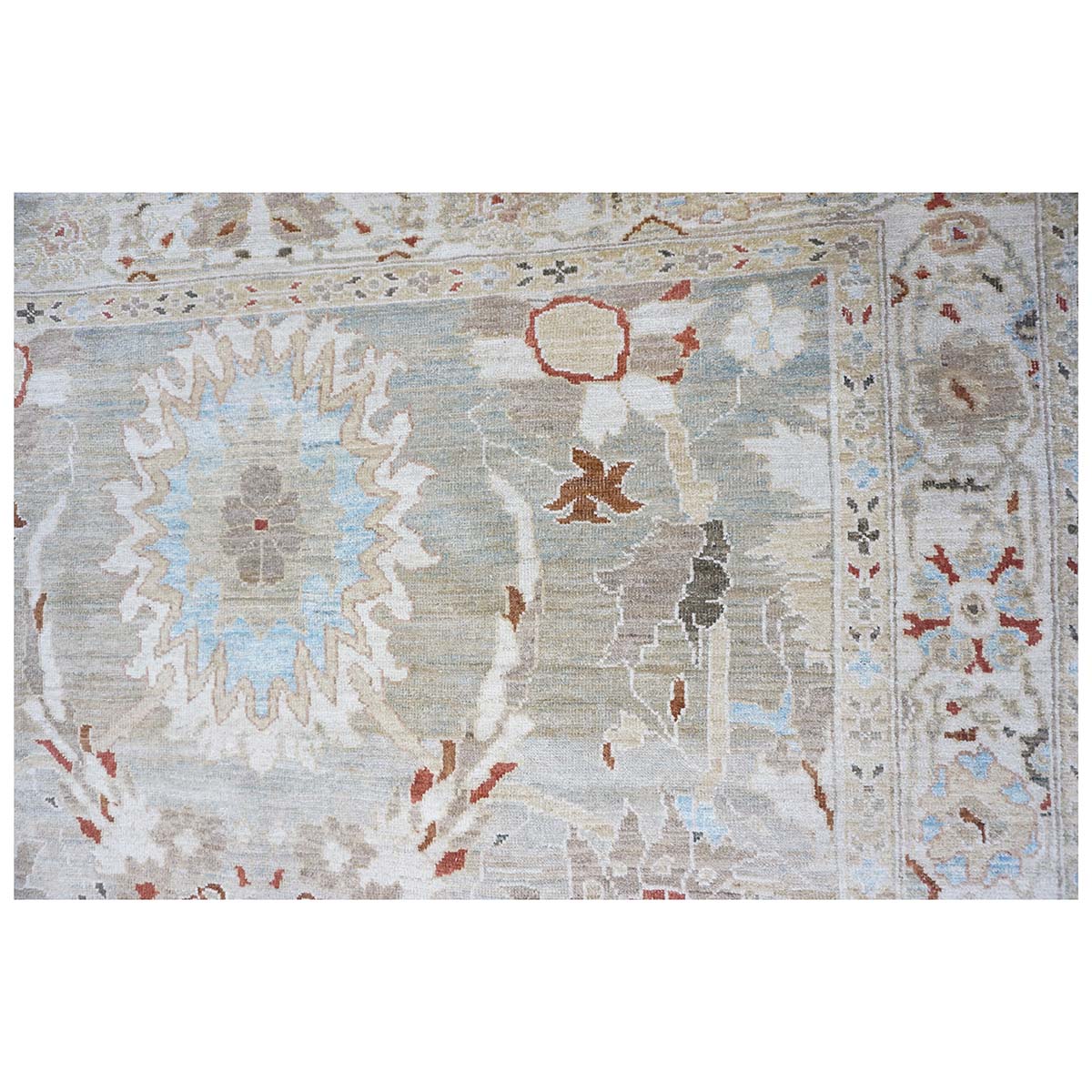 Persian Sultanabad 8x8 Square Tan, Blue, & Ivory Area Rug #1143023 image 5