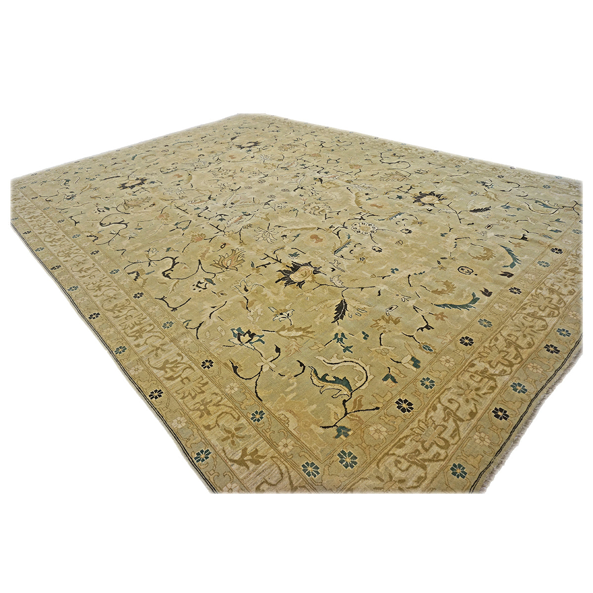 Turkish Agra 9x12 Light Olive and Khaki Handmade Area Rug #1141219 image 2