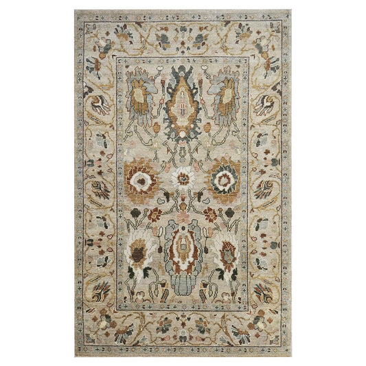 21st Century Sultanabad 4x6 Ivory & Tan Handmade Area Rug #1143757 image 0