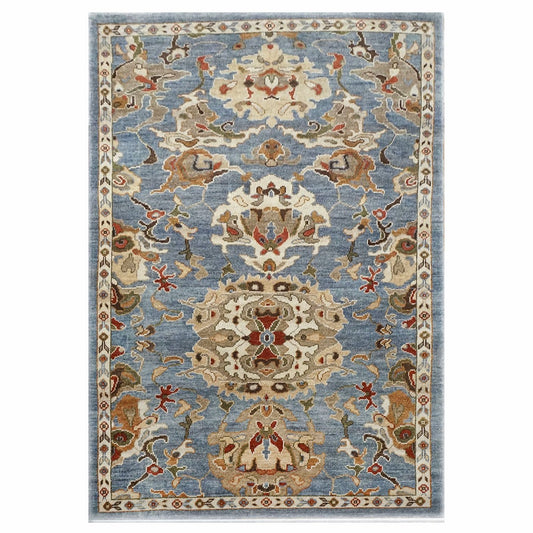 21st Century Sultanabad 4x6 Slate Blue, Ivory, & Tan Handmade Area Rug #1143469 image 0