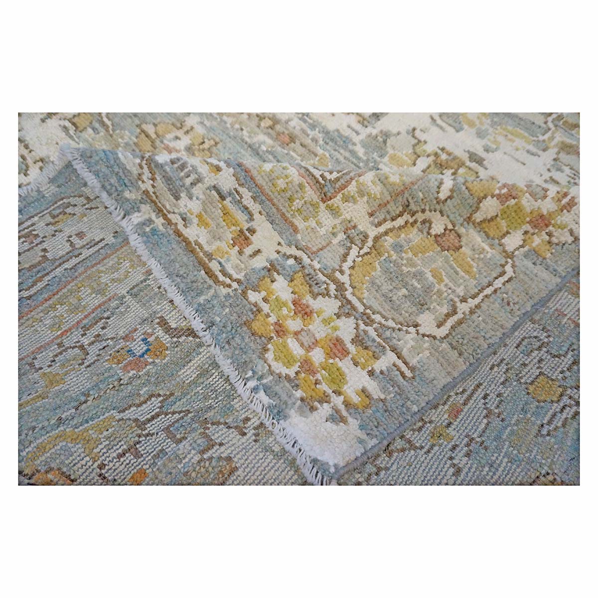 21st Century Turkish Oushak 4X6 Gray, Khaki, Ivory & Gold Handmade Area Rug #1144146 image 8