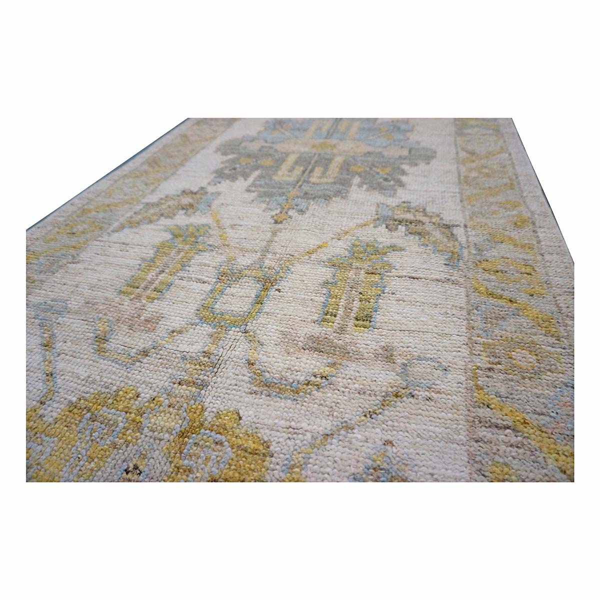 21st Century Turkish Oushak 3X19 Gold& Ivory Handmade Area Rug #1144106 image 10