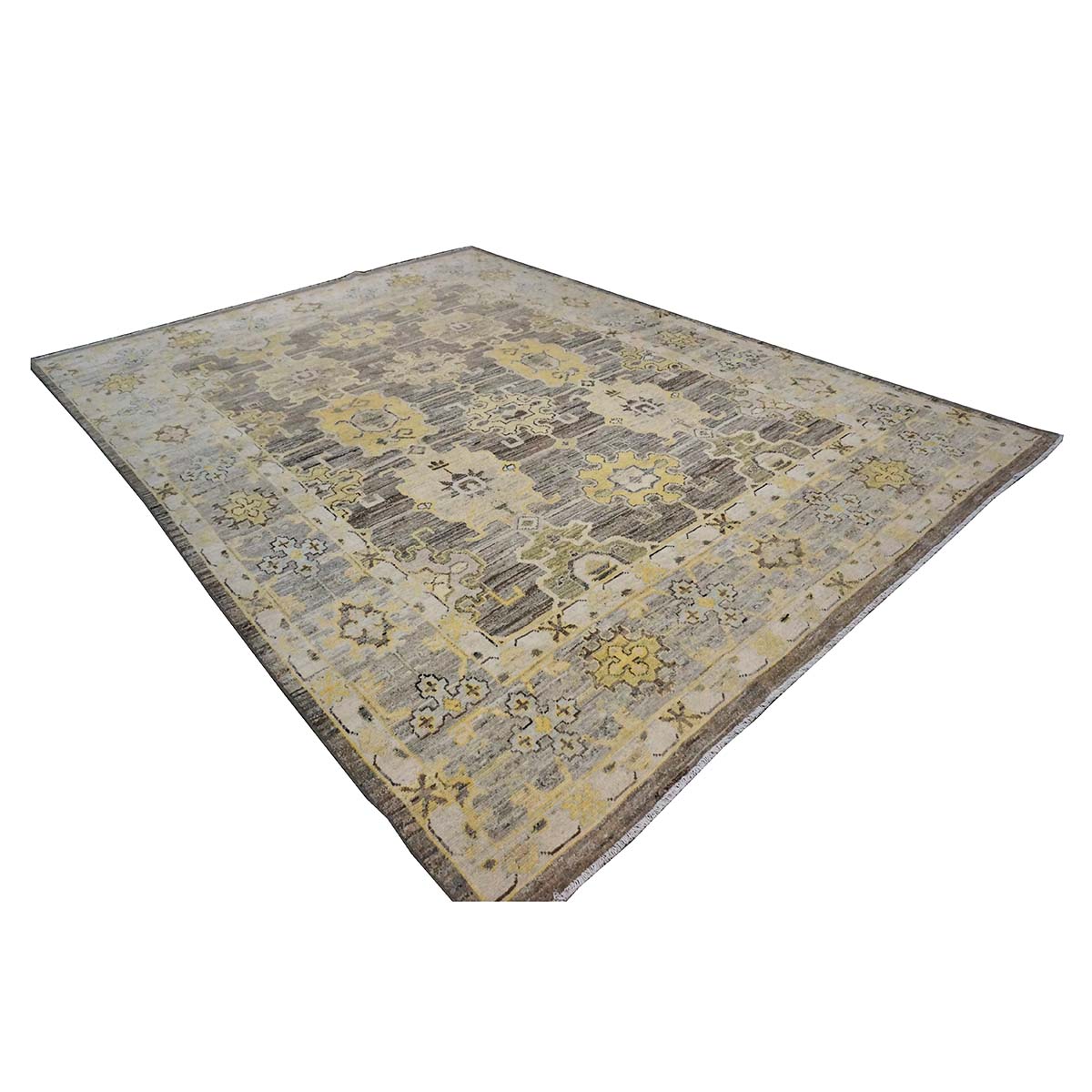 21st Century Turkish Oushak 8x11 Charcoal, Yellow, & Ivory Handmade Area Rug #1144069 image 4