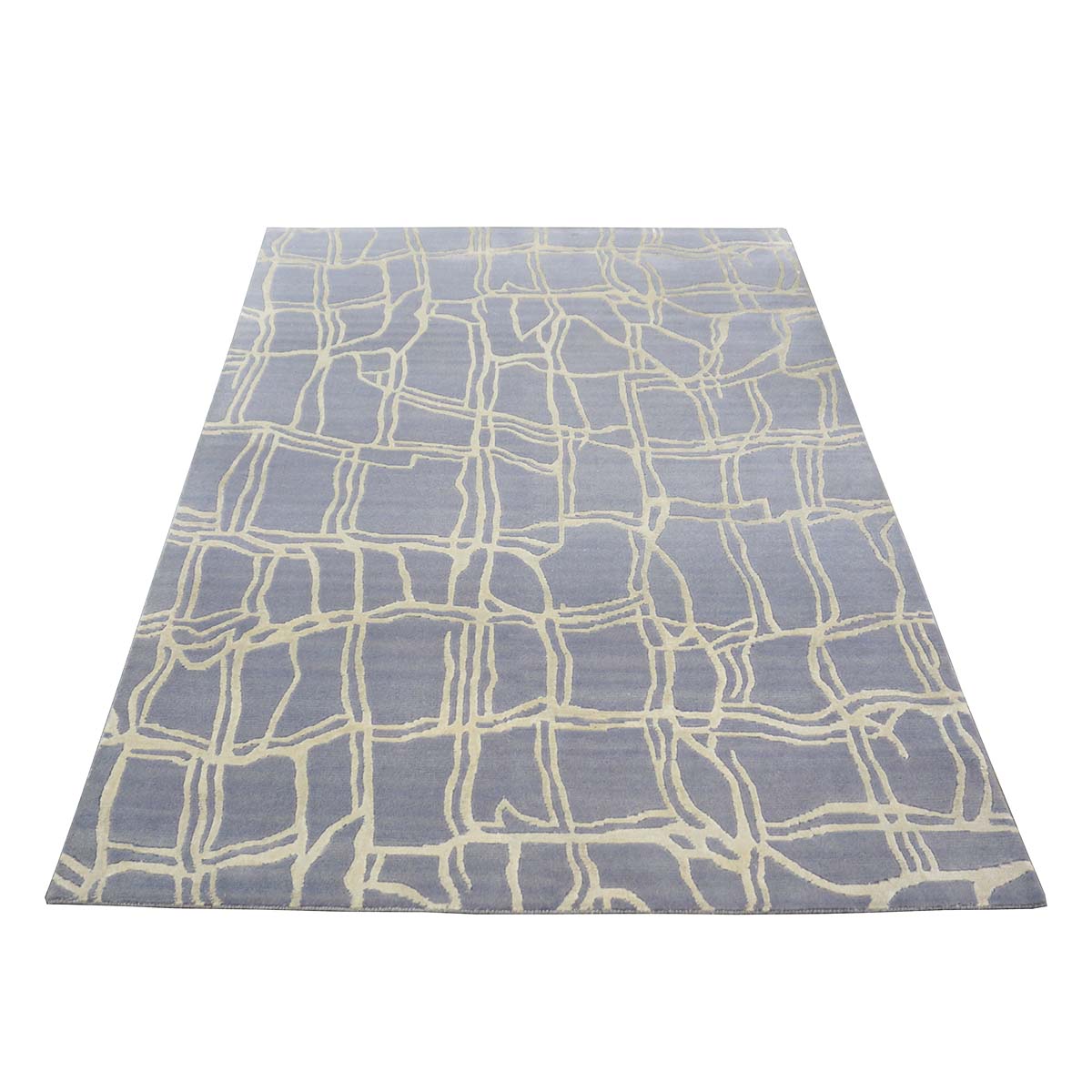 Nepalese Modern Wool & Silk 4X6 Slate Blue Area Rug #9902908 image 1
