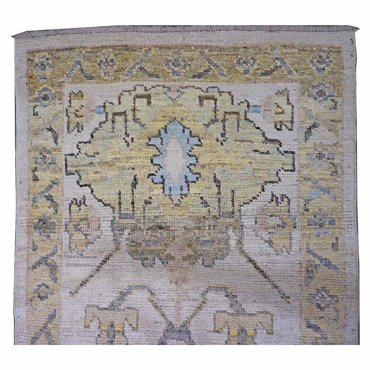21st Century Turkish Oushak 3X18 Gold, Ivory & Charcoal Handmade Runner Rug #1144143 image 6